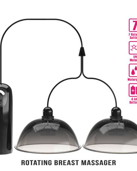 Estimulador de mamilos Pretty Love preto, com sucção e rotação