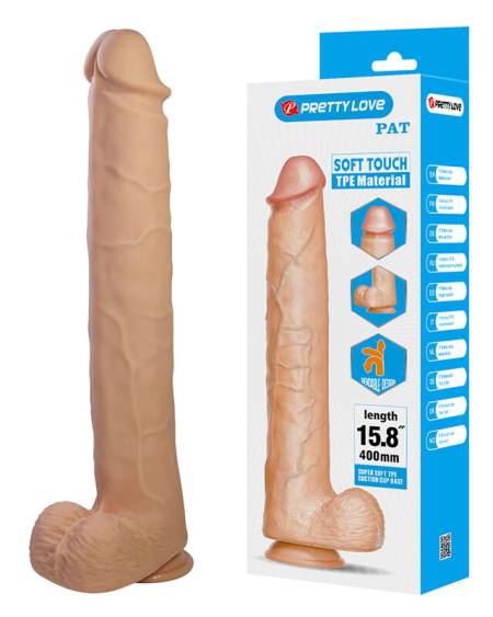 Dildo realista flexível PRETTY LOVE PAT com ventosa, em tom natural/castanho