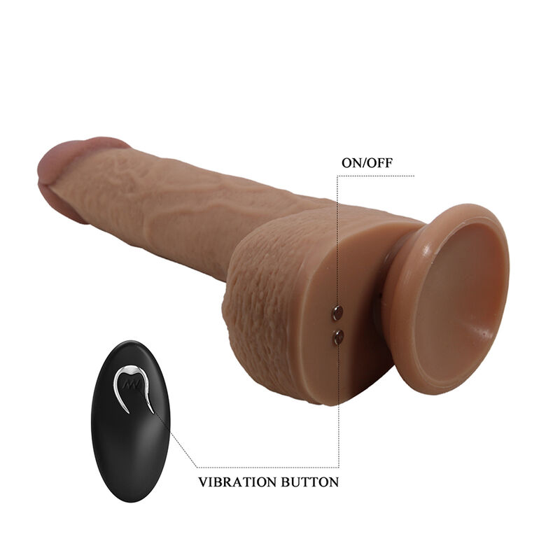 PRETTY LOVE - TOMMY VIBRADOR REALÍSTICO CON EMPUJE MARRÓN OSCURO CONTROL REMOTO