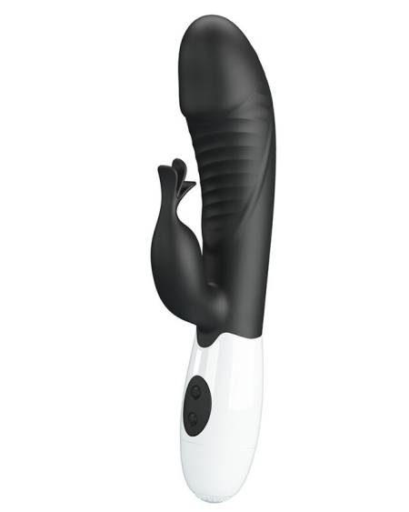 Vibrador coelho Rasmussen preto com estimulador interno e externo
