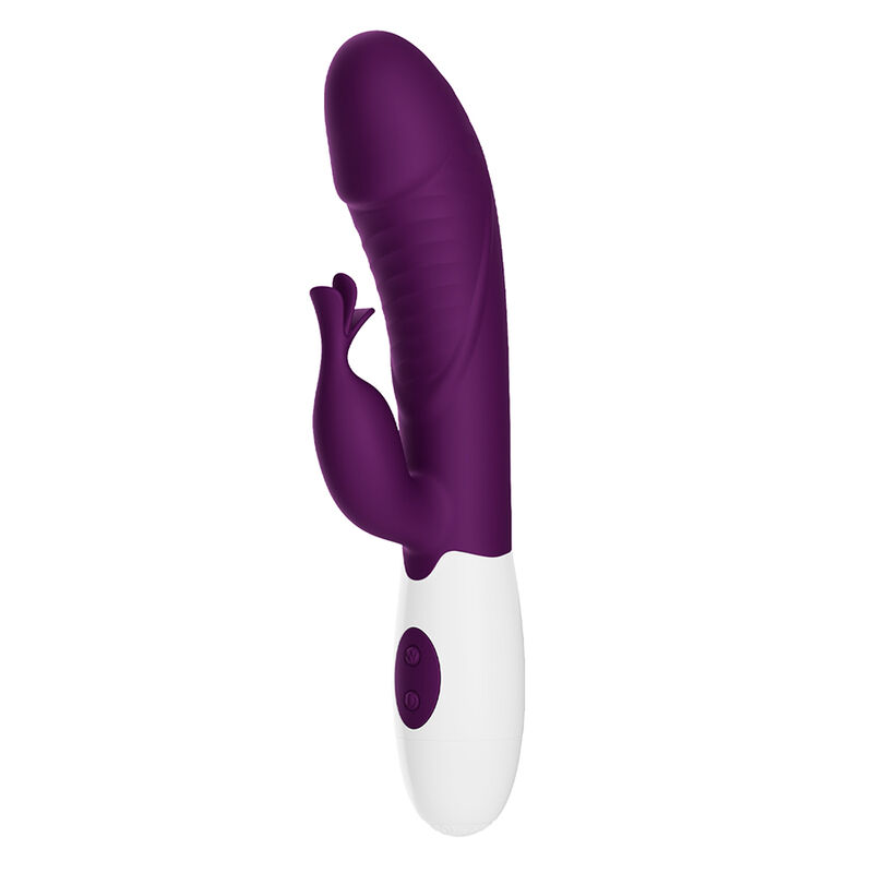 Vibrador coelho PRETTY LOVE Rogue Muse roxo, com estimulador externo flexível.