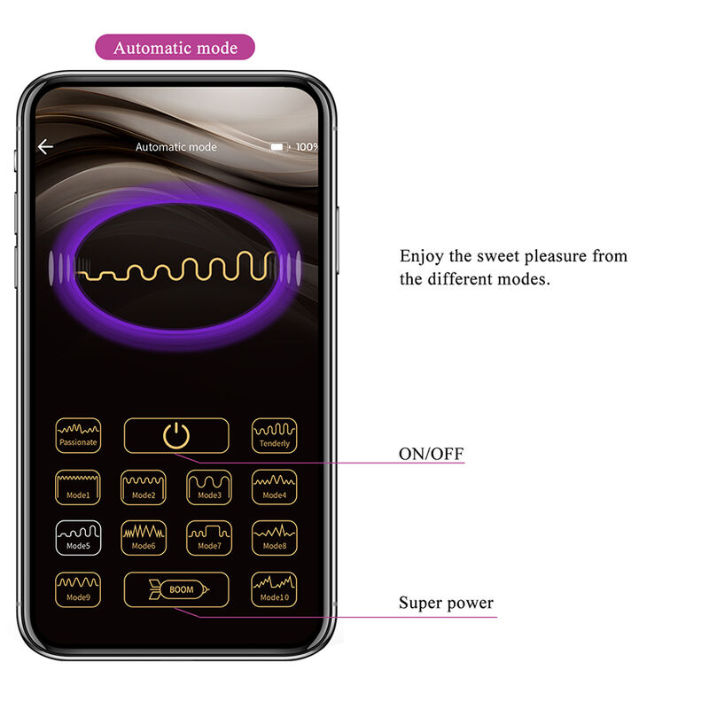 PRETTY LOVE - KLAY VIBRADOR HUEVO CON EMPUJE APP CONTROL MORADO