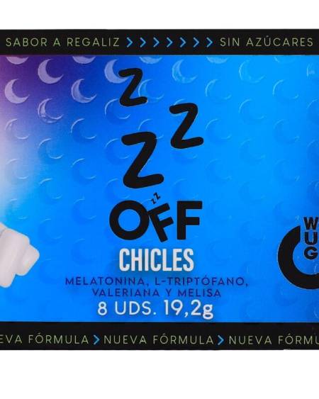 Embalagem WUG GUM WUG Off com 8 pastilhas elásticas de melatonina
