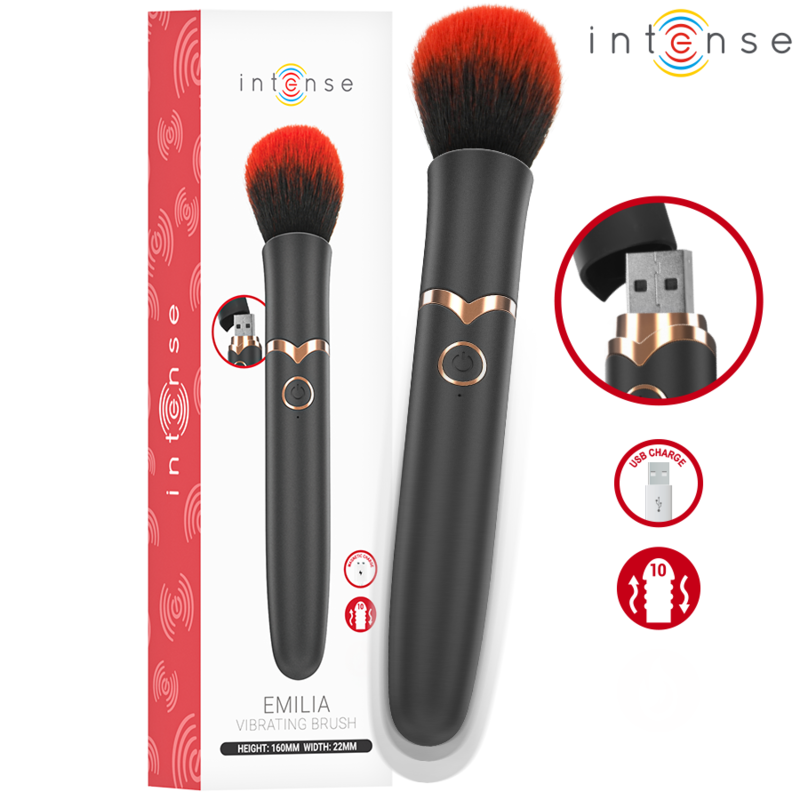 Vibrador tipo pincel Emilia da INTENSE, com cabeça de cerdas suaves