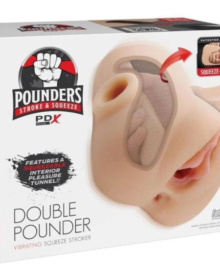 Masturbador masculino PDX PLUS+ Double Pounder Squeeze Light de dupla entrada