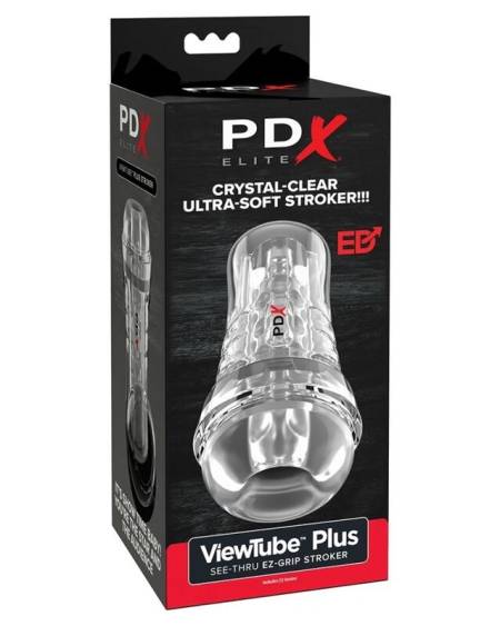 Masturbador transparente PDX ELITE Viewtube Plus See-Thru EZ-GRIP de 21 cm