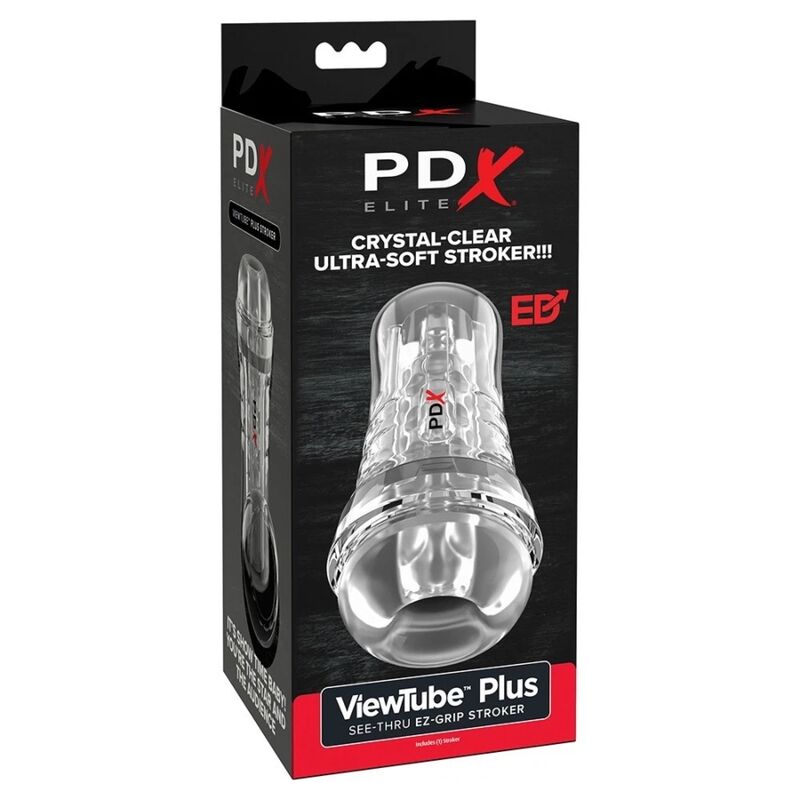 Masturbador transparente PDX ELITE Viewtube Plus See-Thru EZ-GRIP de 21 cm