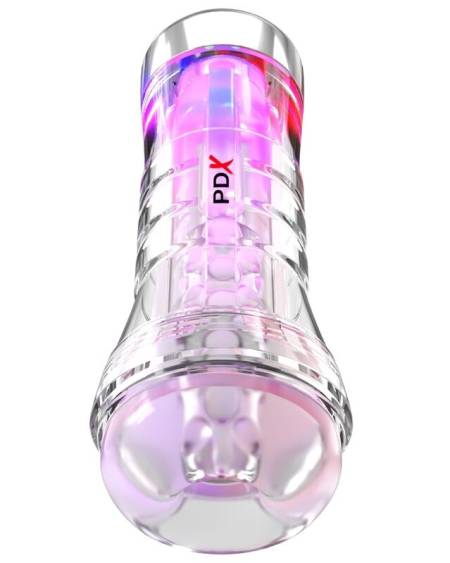 Masturbador masculino transparente PDX ELITE ViewTube XXL com iluminação LED