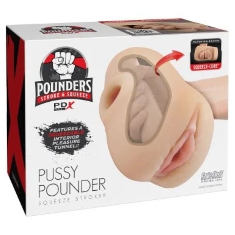 Masturbador vaginal realista PDX PLUS+ com compressão manual, 18 cm