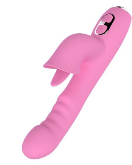 Vibrador coelho NALONE T-MAY rosa, com estimulador externo