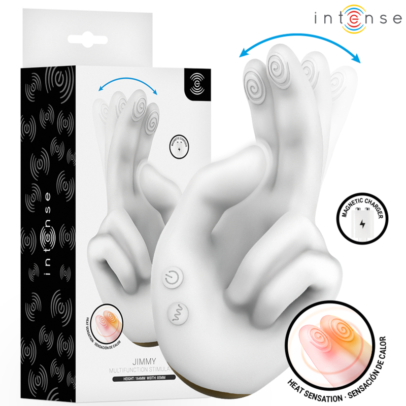 Estimulador clitoriano INTENSE Jimmy com forma de mão, dedos flexíveis, vibração e função de calor