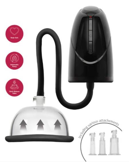 Bomba automática de vácuo SHE.E.O preta com copa principal e acessórios intercambiáveis