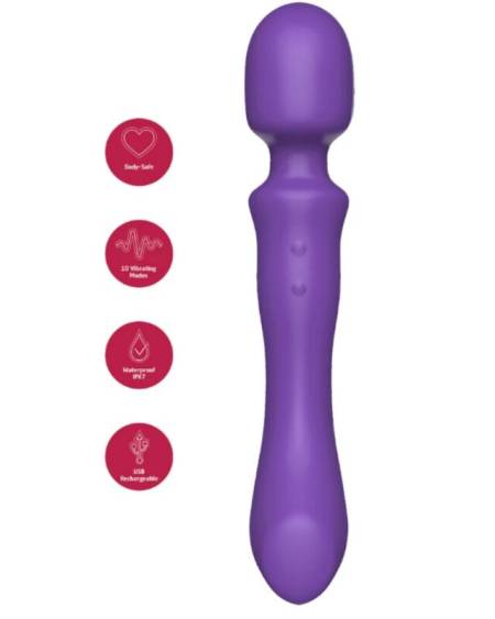 Vibrador wand SHE.E.O roxo com duas extremidades e design ergonómico