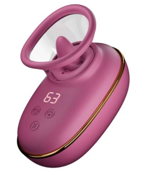Estimulador do clítoris SHE.E.O roxo, com sucção e movimentos automáticos de lambidelas
