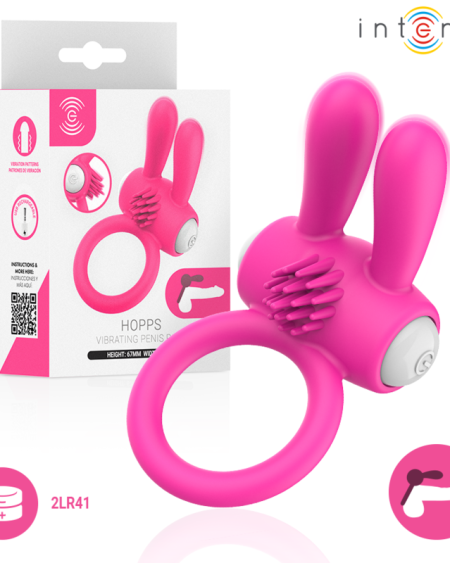 Anel vibratório HOPPS da INTENSE FOR HIM, com orelhas estimuladoras e superfície texturizada