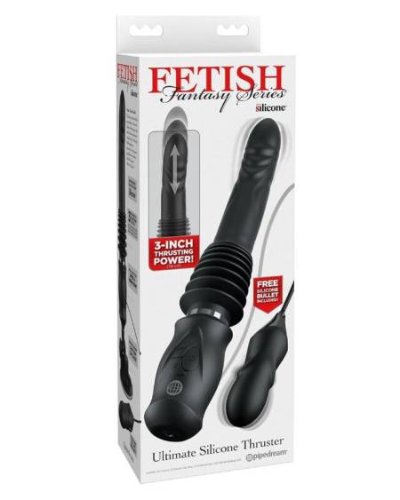 Vibrador de impulso Ultimate Silicone Thruster da FETISH FANTASY SERIES, com base de ventosa desmontável e bala vibratória auxiliar