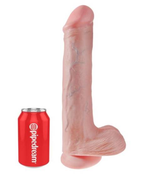 Dildo realista KING COCK de cor natural, com testículos integrados e ventosa na base