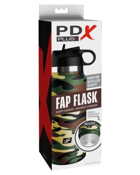 Masturbador discreto Fap Flask Happy Camper com acabamento camuflado e aparência de garrafa reutilizável