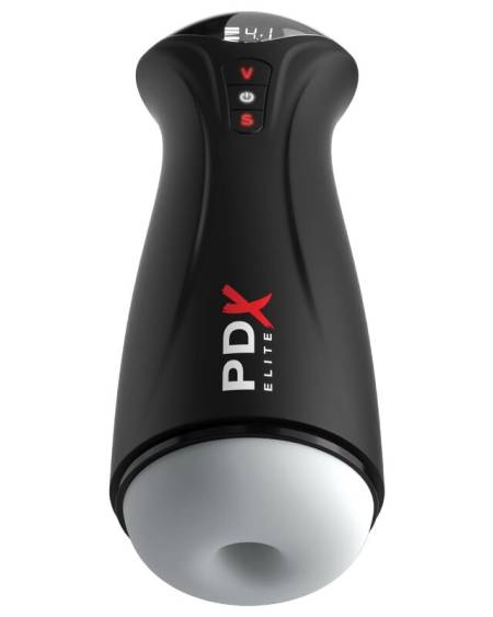 Masturbador automático PDX ELITE Fap-Gasm Clear com sucção intermitente e capa interior transparente texturizada