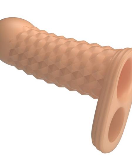 Capa extensora para pénis WOLFRAM da FOR HIM, de cor natural e com textura geométrica