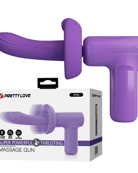 Pistola de massagem PRETTY LOVE VITO roxa, com cabeça de silicone intercambiável