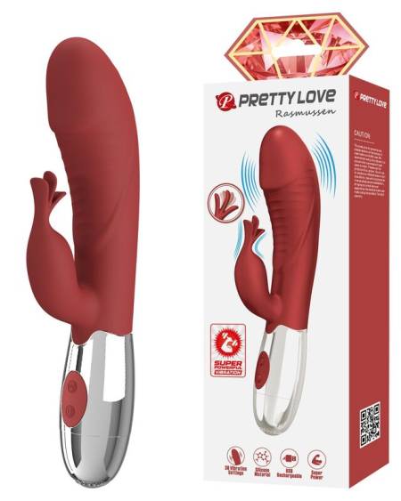 Vibrador coelho PRETTY LOVE Rosewood vermelho, com 30 funções e carregamento por USB