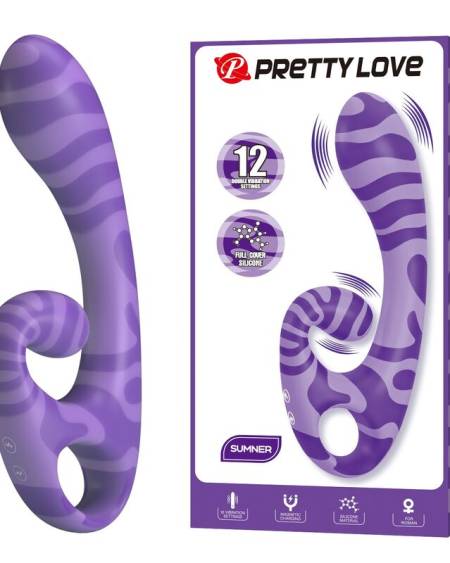 Vibrador duplo Pretty Love Summer roxo, com pega integrada e 19 cm de comprimento