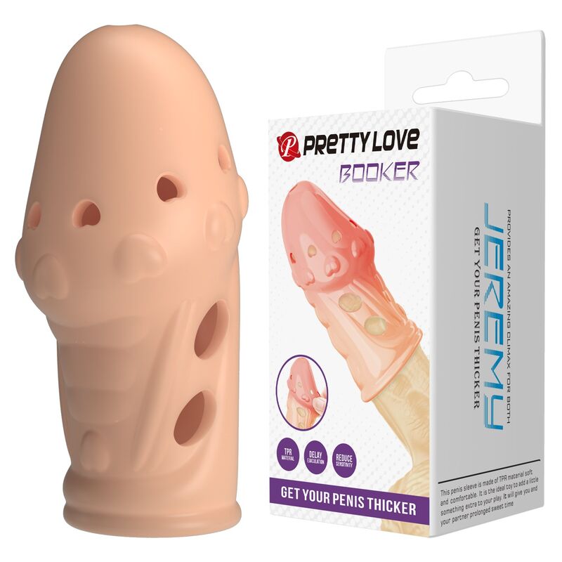 Capa para pénis SOCKER texturizada da PRETTY LOVE, em cor natural