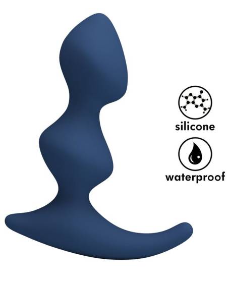 Plug anal ergonómico azul MR PLAY, com formato curvado e base larga