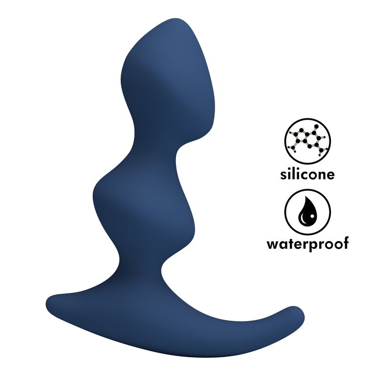 Plug anal ergonómico azul MR PLAY, com formato curvado e base larga