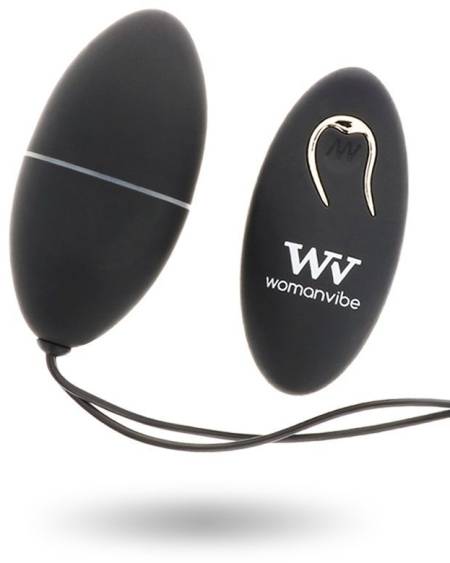 Vibrador de ovo WOMANVIBE Alsan com controlo remoto, disponível em preto e roxo