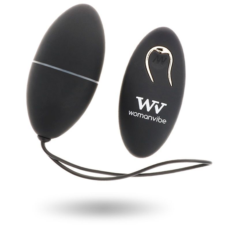 Vibrador de ovo WOMANVIBE Alsan com controlo remoto, disponível em preto e roxo