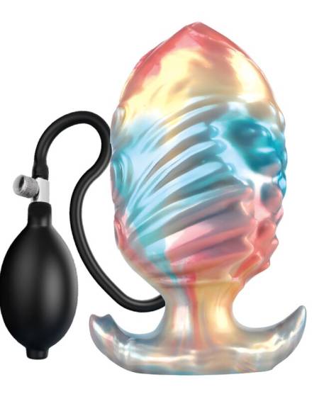 Plug anal insuflável Ebon Leviathan da POWER MONSTERS, com acabamento tricolor iridescente