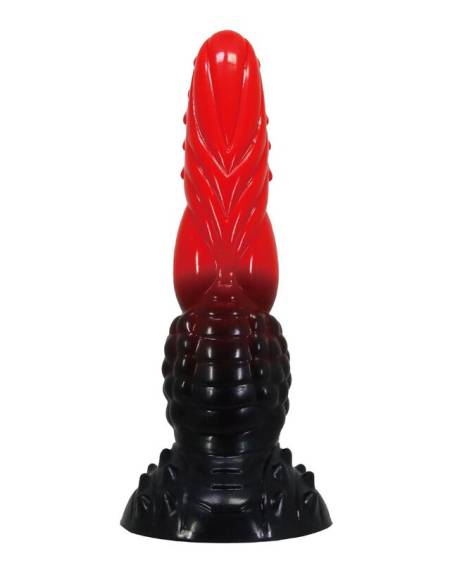 Dildo de fantasia Fire Dragon da POWER MONSTERS, vermelho e preto, com ventosa e 24,5 cm