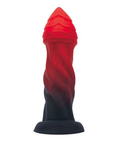 Dildo de fantasia POWER MONSTERS Infernal Goliath bicolor, com relevos em espiral e ventosa