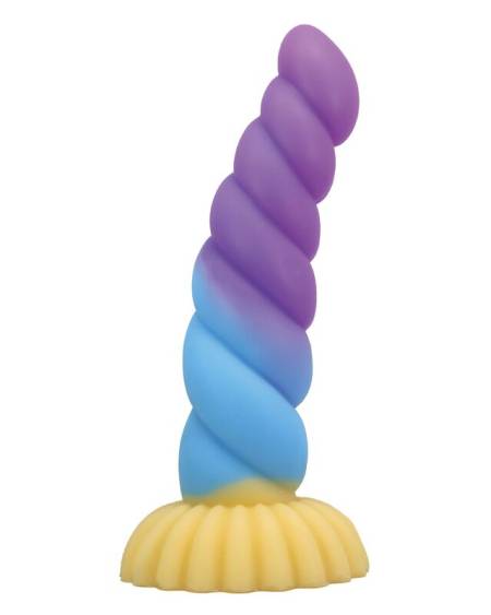 Dildo de fantasia tricolor POWER MONSTERS, com design helicoidal e ventosa