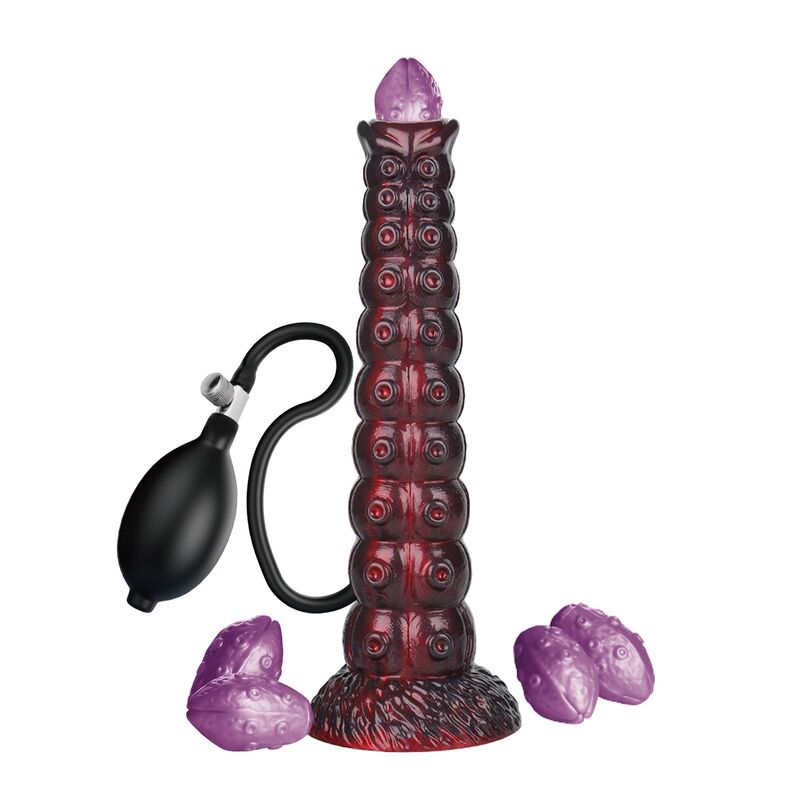 Dildo anal insuflável POWER MONSTERS Voidclaw Brute bicolor, roxo e preto, com base de ventosa