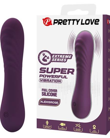 Vibrador recarregável roxo Pretty Love AlexisRose, com 10 funções de vibração e recarga USB