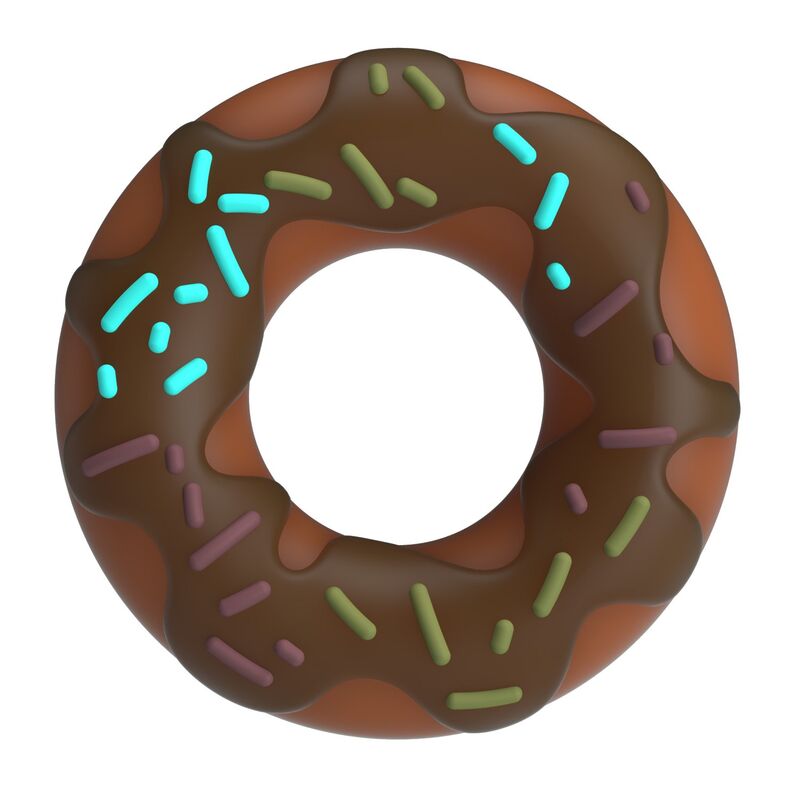 Anel peniano PRETTY LOVE Super Donut castanho chocolate com detalhes coloridos