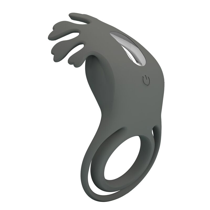 Anel vibratório recarregável PRETTY LOVE Master Ring em silicone preto, com estimulador superior de pontas flexíveis