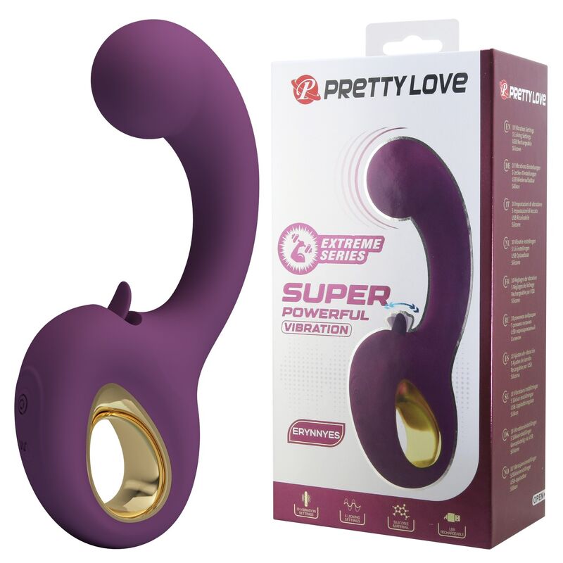 Vibrador PRETTY LOVE Brynnlee roxo com estimulador oral e língua flexível