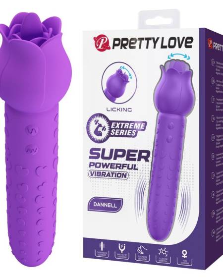 Vibrador Pretty Love Dannell roxo, com cabeça floral para estimulação oral e clitoriana