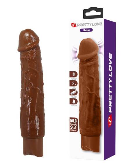 Vibrador realista PRETTY LOVE DUKE castanho, com 23,5 cm e 10 modos de vibração