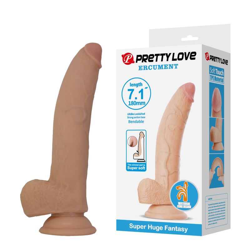 Dildo realista flexível PRETTY LOVE ELLCUMENT em cor natural, com base de ventosa