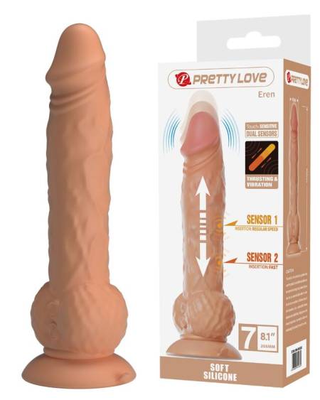 Dildo vibrador PRETTY LOVE Eren de cor natural, com 20,5 cm de comprimento e 4,5 cm de diâmetro
