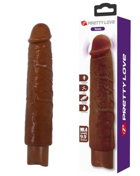 Vibrador realista PRETTY LOVE Gavin castanho, com 25 cm e relevo detalhado