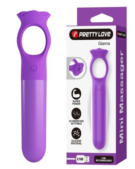 Mini vibrador Giana roxo da PRETTY LOVE, com argola ergonómica