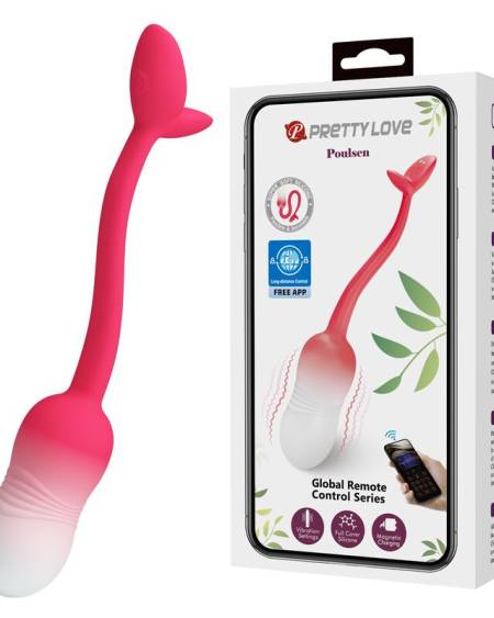 Ovo vibrador PRETTY LOVE rosa, com controlo por app e cabo flexível de extração.