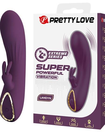 Vibrador rabbit PRETTY LOVE Landyn roxo, com 10 funções e recarga magnética USB
