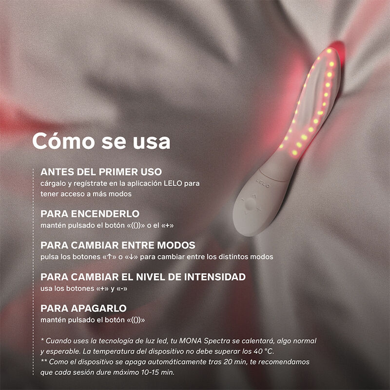 LELO - MONA SPECTRA MASAJEADOR ÍNTIMO CON LUZ ROJA RECARGABLE APP CONTROL